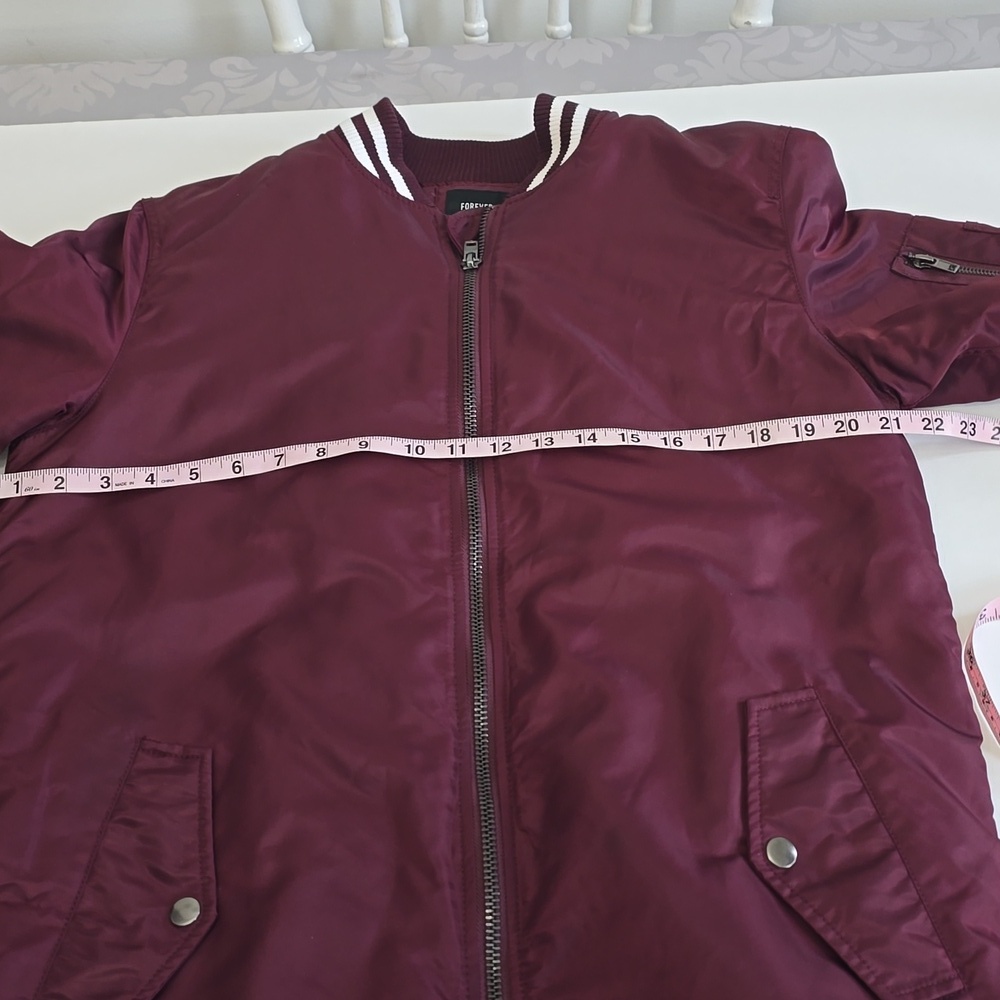 Forever 21 Men Longline Bomber Jacket Burgundy Size XS - Picture 11 of 15